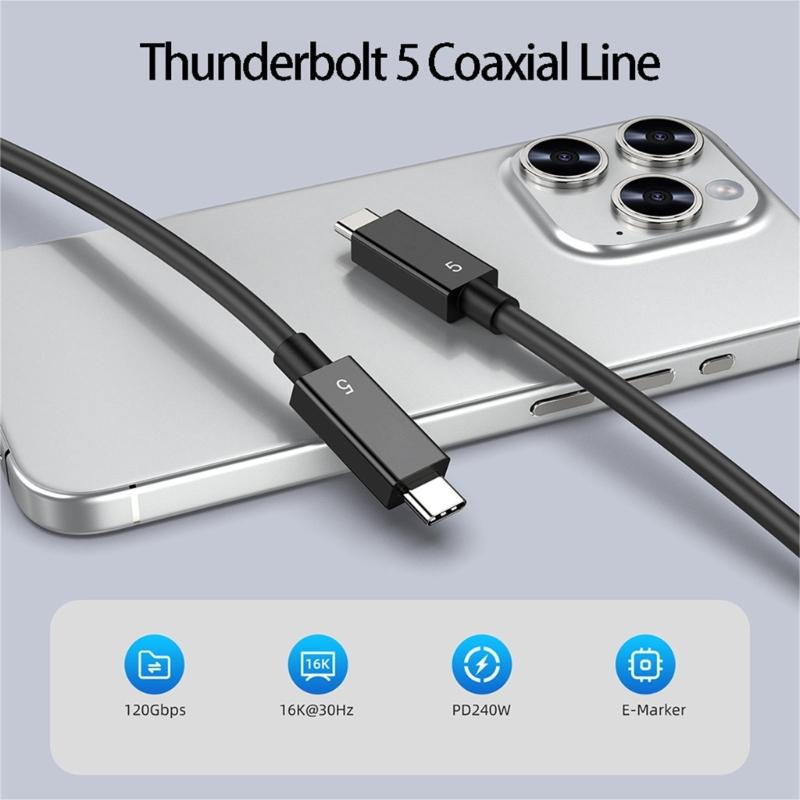 USB C To USB C Cable for Thunderbolt5, Fast 80Gbps Data Transfer, PD240W Power Delivery, Supports Double 8K Video Output