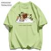 A Tired Working Cat Pattern Men TShirt Casual Oversize T Shirts Hip Hop Cotton Streetwear Summer AllMatch Soft Short Sleeve