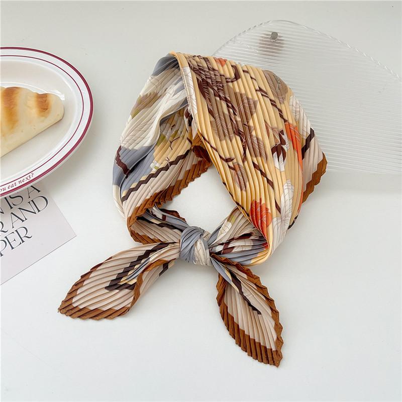 70cm Crumpled Scarf Kerchief Print Square Scarves Women DIY Hair Band Ribbon Headscarf Bandanas Headband Neck Wraps Neckerchief