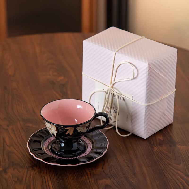 Qiwei Jilian Vintage Ceramic Coffee Cup & Saucer Set
