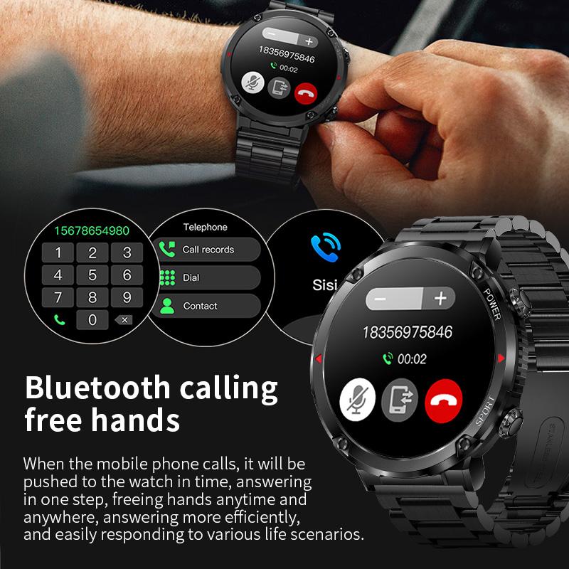 Men Smart Watch Bluetooth Call Watch Sports Fitness Tracker Wristwatch IP68 Waterproof 600 MAh Battery Smartwatch Man