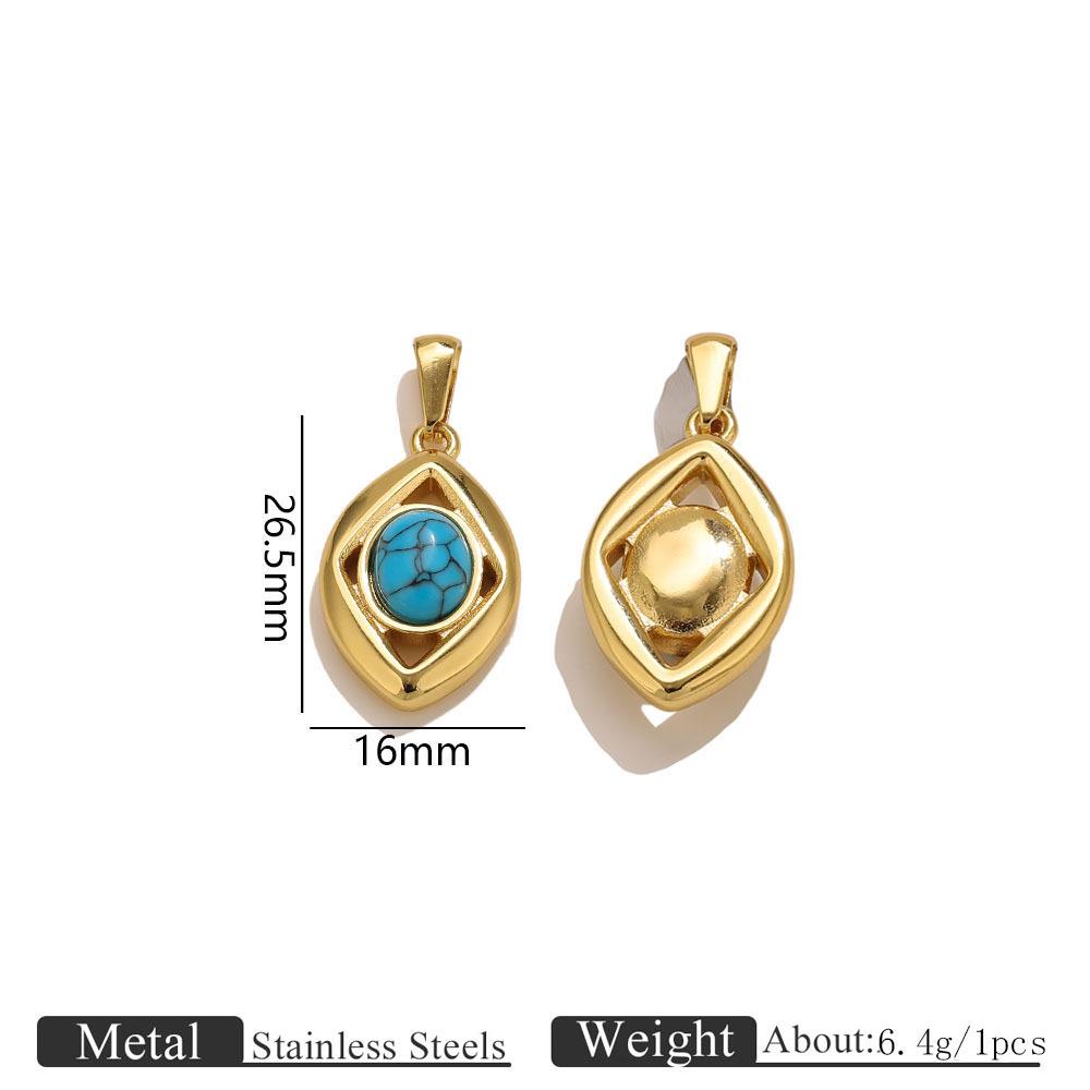 2Pcs DIY Stainless Steel Natural Stone Pendant for Necklace Earrings Pendant DIY Jewelry Making Accessories