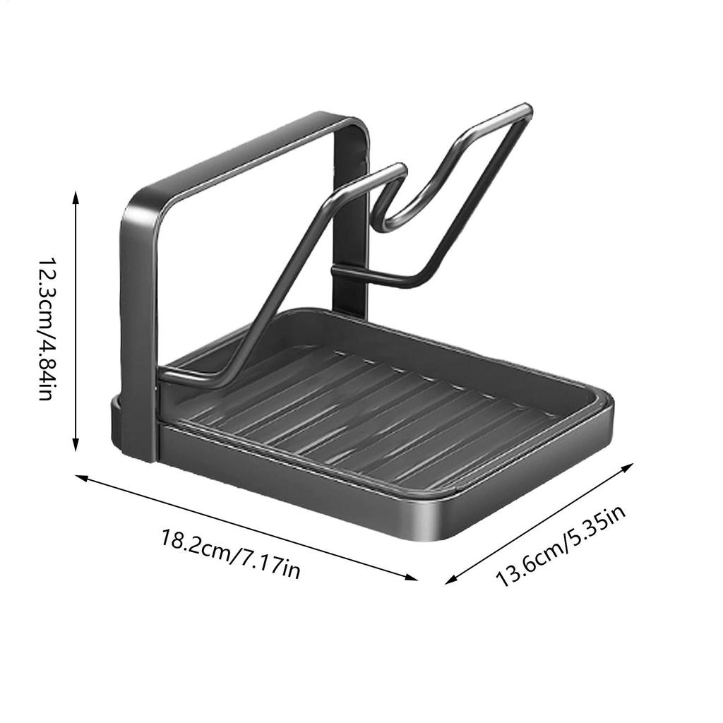 Pot Lid Holder Carbon Steel Drying Rest With Tray Pot Lid Holder While Cooking For Cutting Board Baking Sheet Utensil Kitchen
