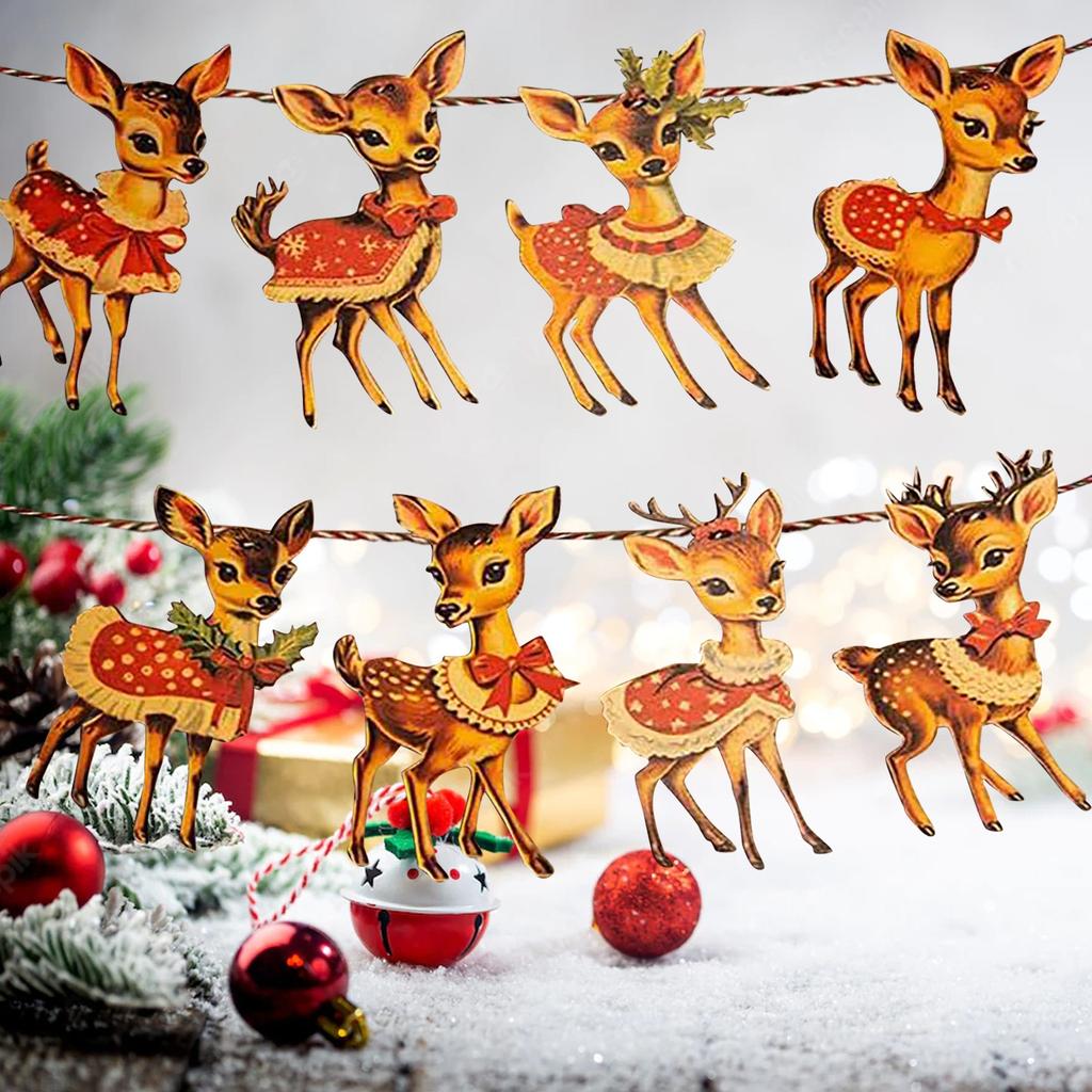 Christmas Vintage Bunting Wooden Decoration Banner