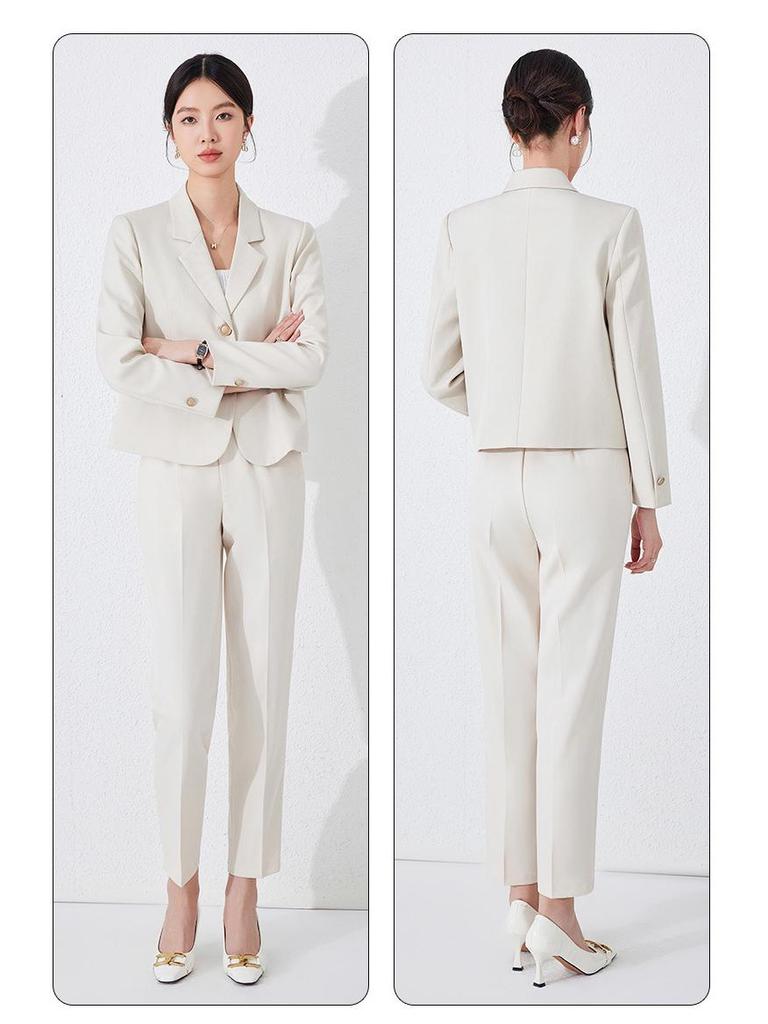 Petite Women's White Short Suit Set: High-End Casual Blazer Jacket for Spring/Autumn 2025