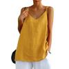 Top da Donna Scollo a V Senza Maniche Canottiere Colore Puro Vestibilità Larga Spalline Sottili Gilet Casual Estivo per Esterno