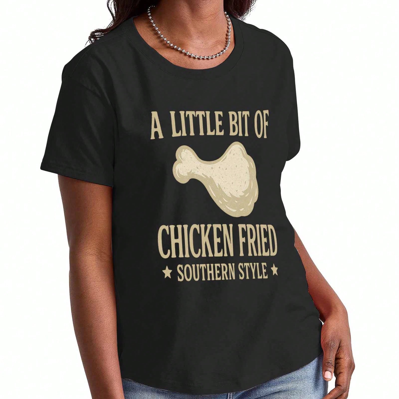 Fried Chicken Southern Style Wounisex s Cotton T Shirt, Pure Cotton HighQuality Printing, Durable, Casual And Fashionable, A Little Bit Of Chicken Gra S разноцветный