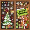 2Pcs 30X60cm PVC Christmas Window Cling Stickers, Snowflake, Christmas Tree and Ornament Decals for Glass Windows
