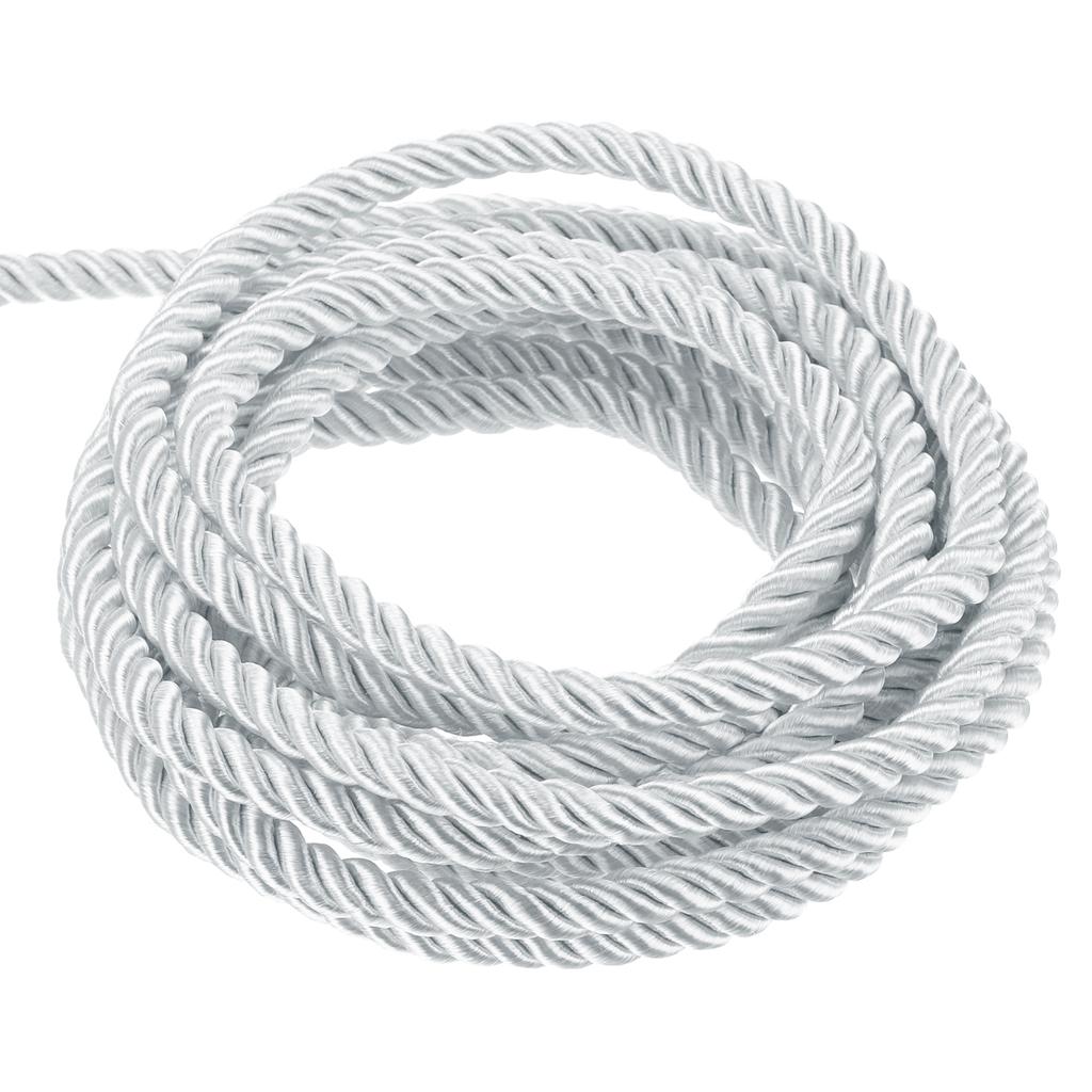 Uxcell Pletená šňůra 11 yardů 5 mm 3vláknová motouzová pletená šňůra lesklá nit Šňůrka pro řemesla Dárková taška Záclona Vánoční dekorace