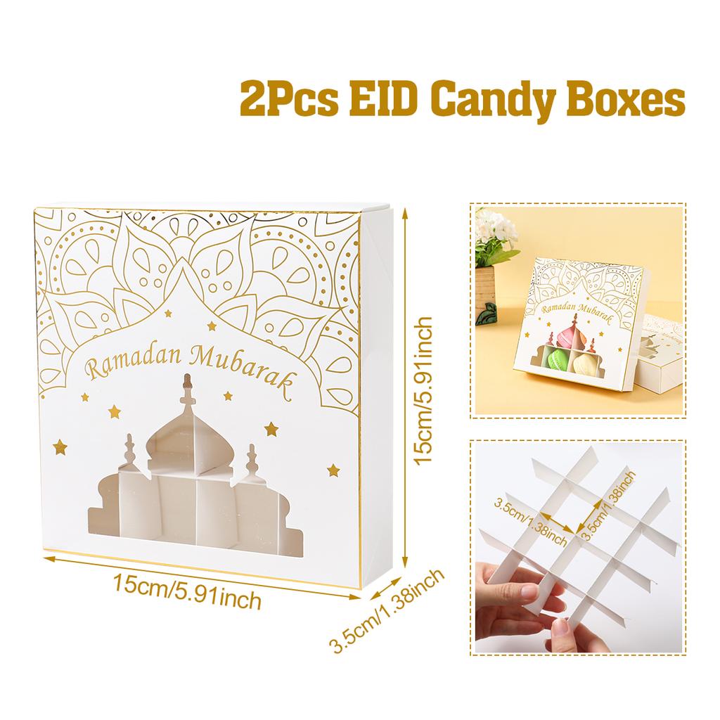 Eid Mubarak Cake Box Cookie Dessert Box Ramadan Decoration for Home 2025 Ramadan Kareem Islam Muslim Party Supplies Eid Al-fitr