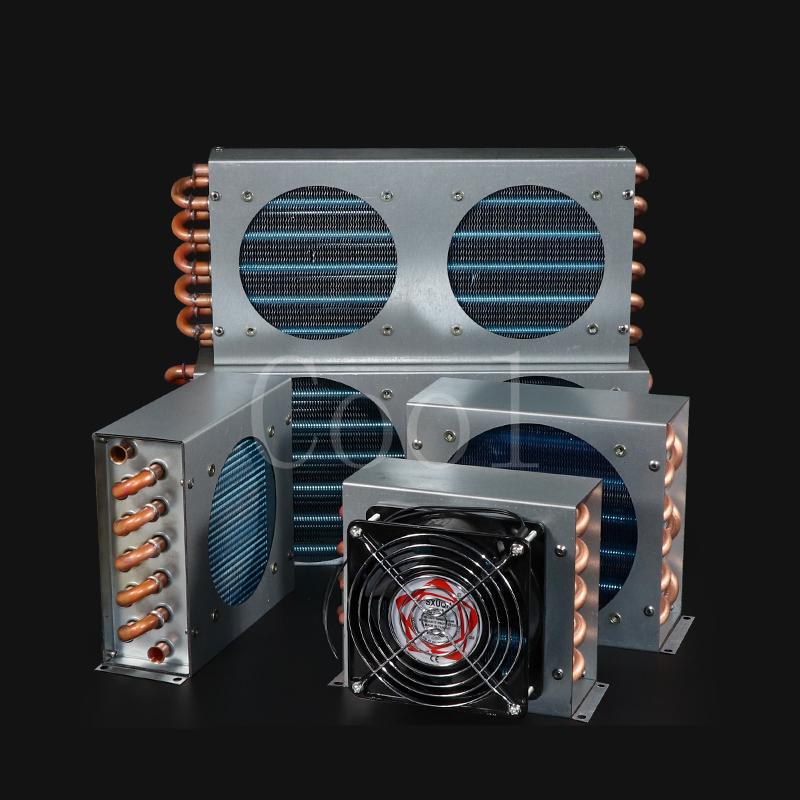 Refrigerator condenser radiator with fan small air-cooled cooling universal copper tube fin-type freezer radiator 120*120 fan
