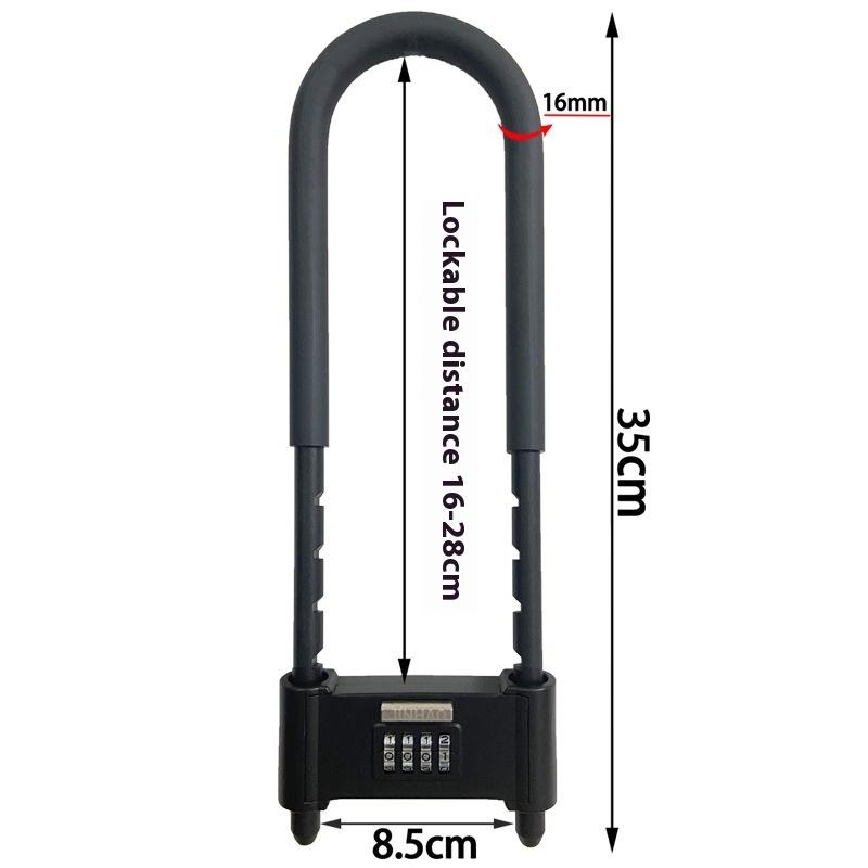 All Metal U-Lock Password Door Lock Secure Password Lock for Electric vehicle Bicycles Anti-Theft Anti-Pry Anti-Cut