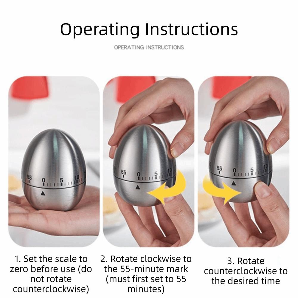 Non Slip Base Mechanical Kitchen Timer Stainless Steel Countdown Cooking Timer  Kitchen Cooking