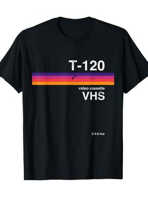 Retro VHS Videokassette Muster T-Shirt - Nostalgisches Design aus den 80er und 90er Jahren, Herren Freizeitkleidung, Retro T-Shirt