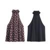 European Style Bow Decor Halter Neck Women's Top, 2025 Fashion 2180105