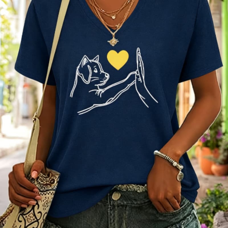 3D printed V-neck T-shirt for women S