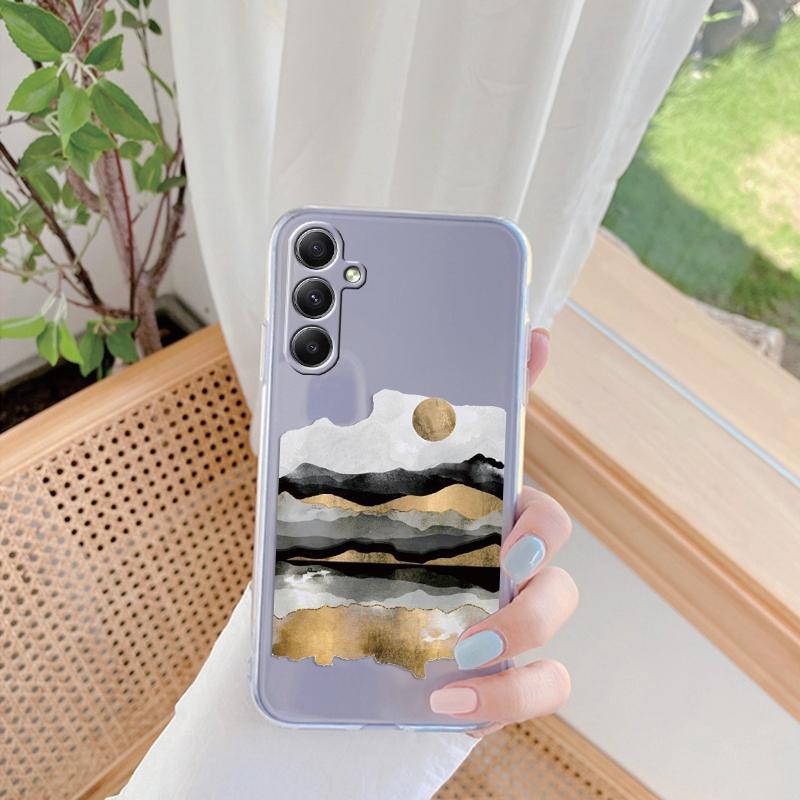 Marble Patterned Soft Silicone Clear Case For iPhone 11 12 13 14 15 Samsung A55 A54 A34 A15 S24 M35 Xiaomi Redmi Note 13 Pro Poco Shockproof Cover