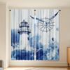 2pcs, Nautical Lighthouse Kitchen Backdrop Curtains, Watercolor Painting of Gull, Anchor, and Lighthouse, Window Backdrop Curtai