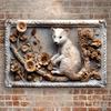 2d Flat 30*20cm, Wooden Yard Sign, White Weasel Design, Multipurpose Wall Hanging Vintage Wooden Sign for Home, Wooden Poster, Holiday Gifts, for Home