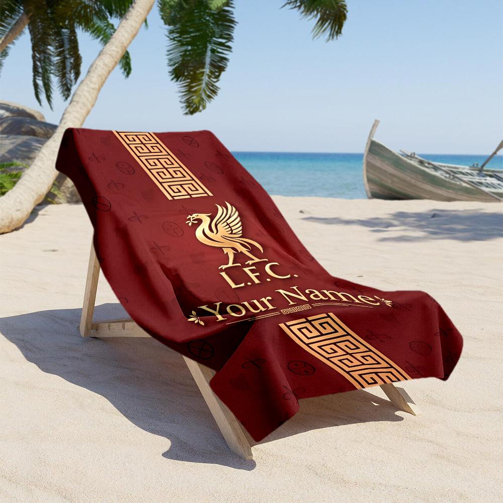 Liverpool FC Logo Personalisierter Name Strandtuch Superweiches Mikrofaser Schnelltrocknendes Gewebe