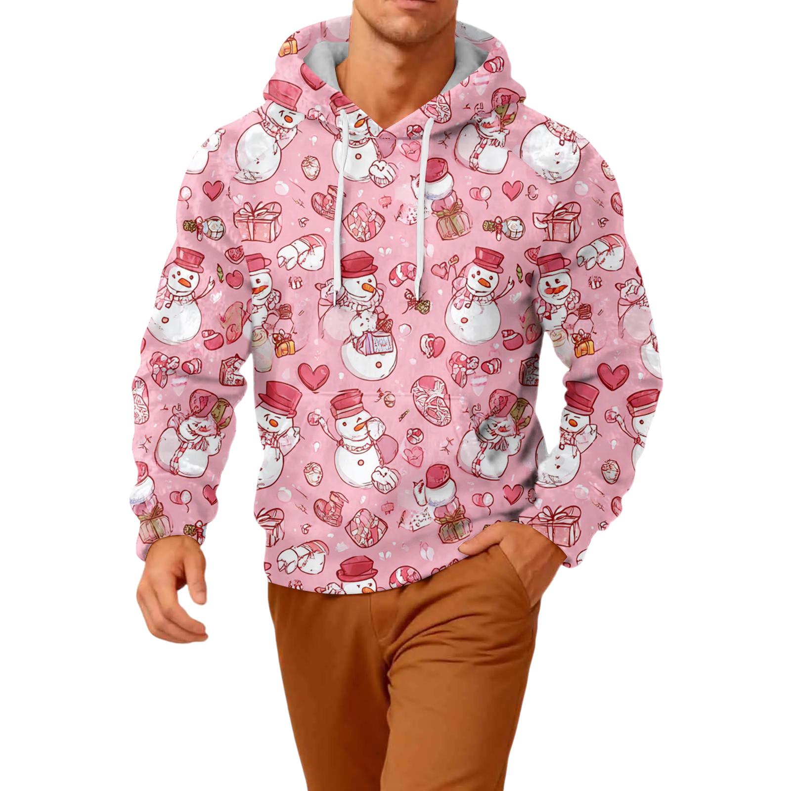 

Мужская повседневная фланелевая толстовка с капюшоном и длинными рукавами M розовый