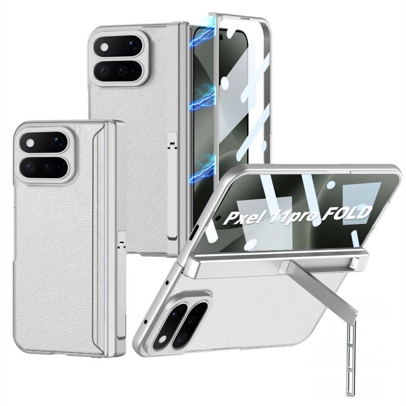 Magnetische Leder-Haptik Handyhülle Mit Seitenständer Google Pixel 11 Pro Fold Stoßfest PC-Abdeckung In Schwarz Grün Carbon