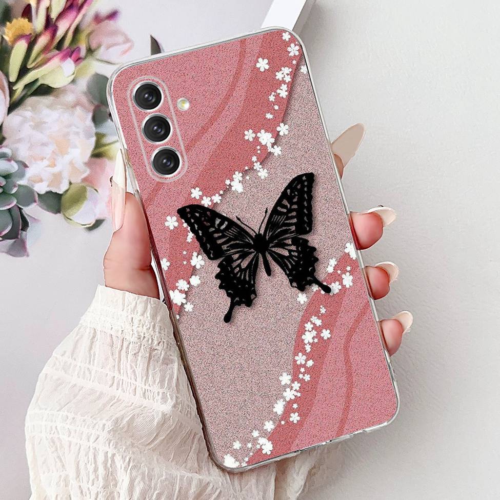 For Samsung A04s Case SM-A047M Clear Aesthetic Cute Cat Fashion Flowers Painted Back Cover For Samsung Galaxy A04s Phone Case