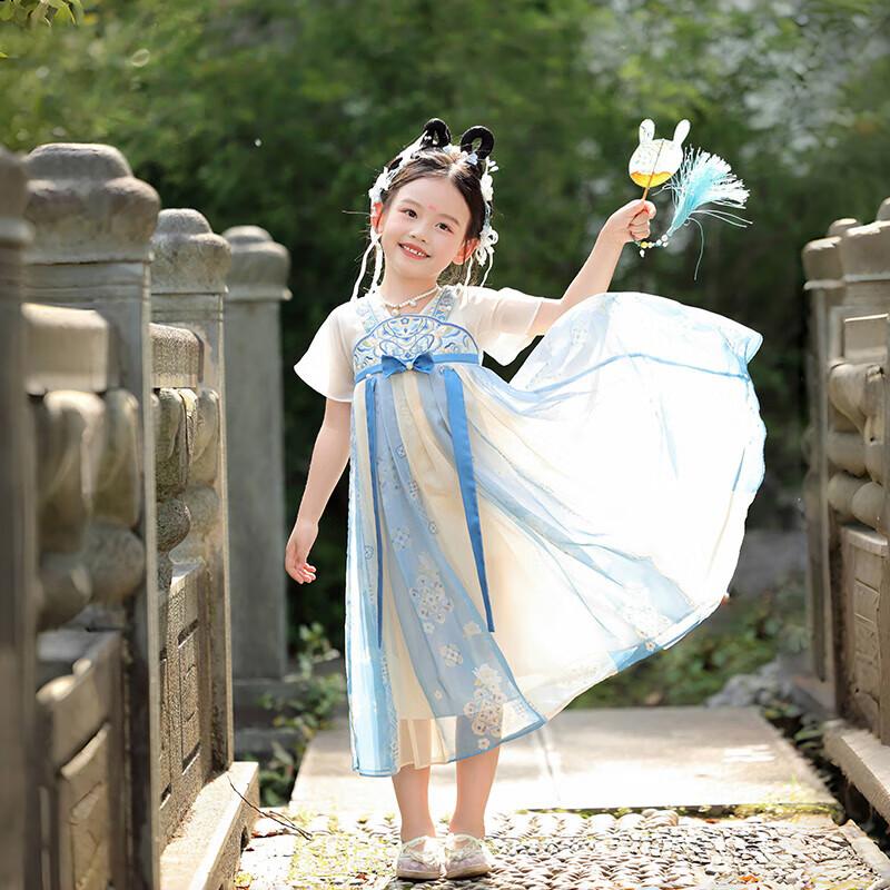 Moehoo Girls  Summer Embroidered Hanfu Dress 130