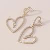 Double-layer Hollow Love Rhinestone Earrings, Silver Light Luxury Diamond-set Long Earrings, Women's Party Dating Trend Earrings