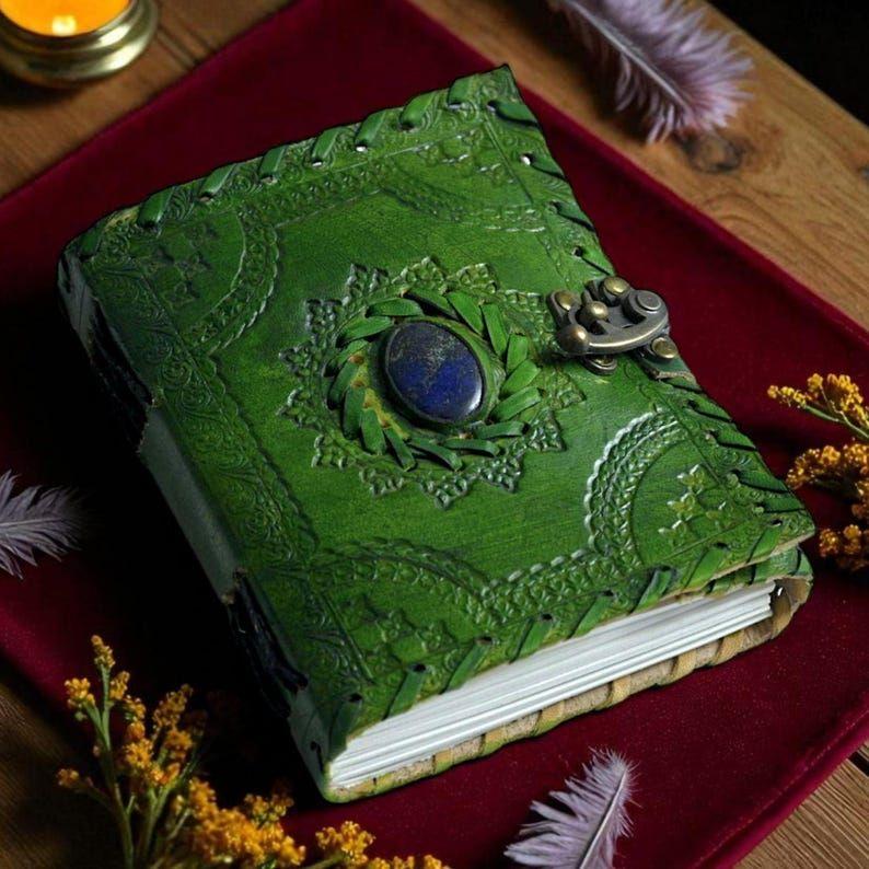 Book of shadows, vintage leather journal, grimoire journal, witch spell book witchcraft supplies, wiccan decor Leather book Travel notebook