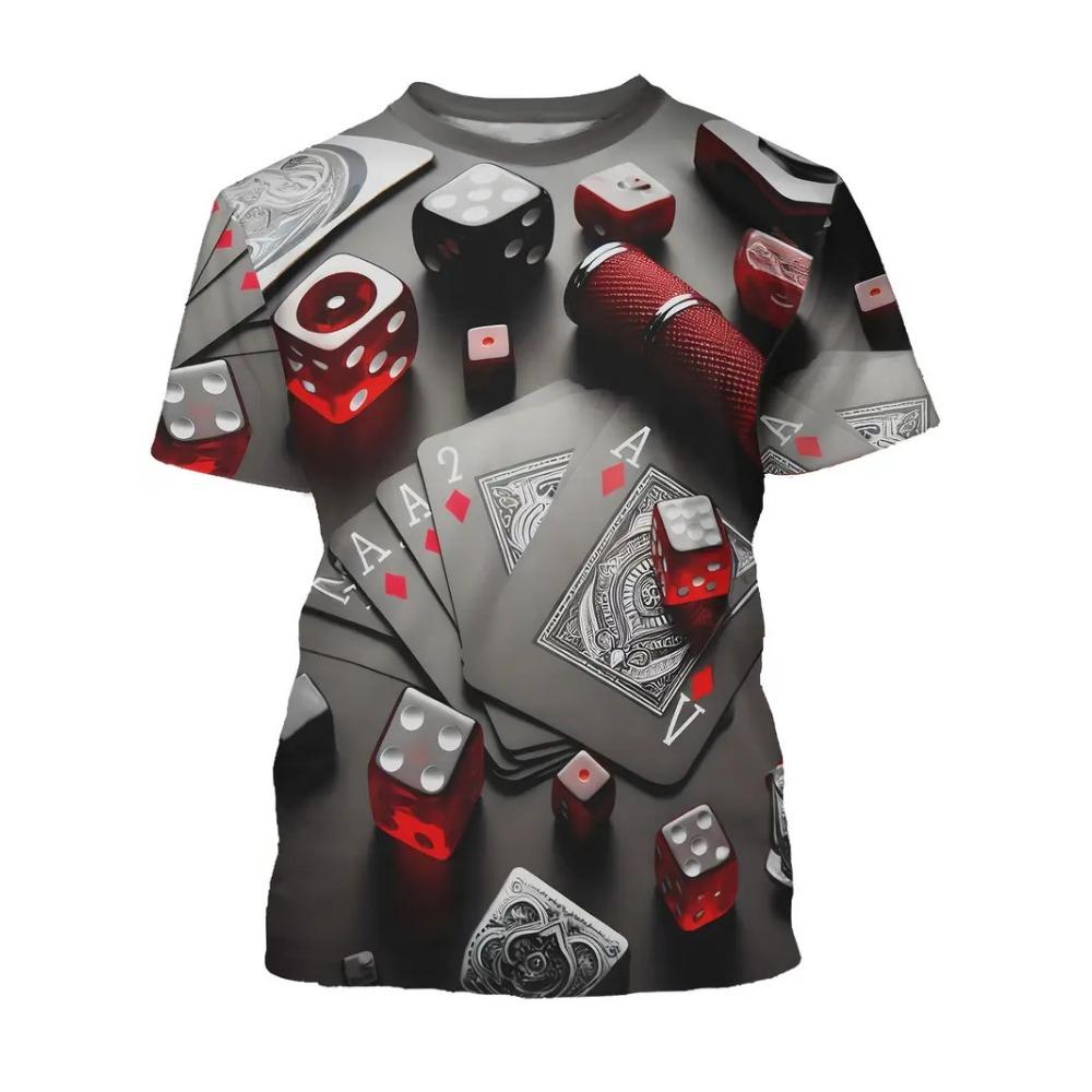 New 3D Poker King Pattern Casual Short Sleeve T-shirt Men's Comfortable T-shirts Streetwear