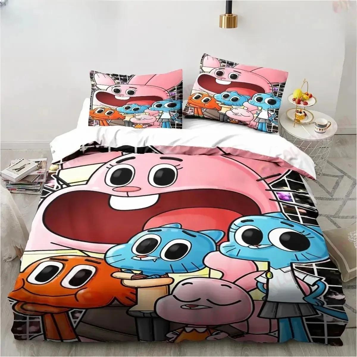 

New Cartoon The Amazing World Gumball Bedding Set Bedroom Soft Modern Bedspreads Comefortable Duvet Cover Quilt Cover Pillowcase EU Single 135x200cm