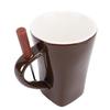Chocolate Melting Cup Ceramic Chocolate Fondue Mug with Fork for Ice Cream Cheese  