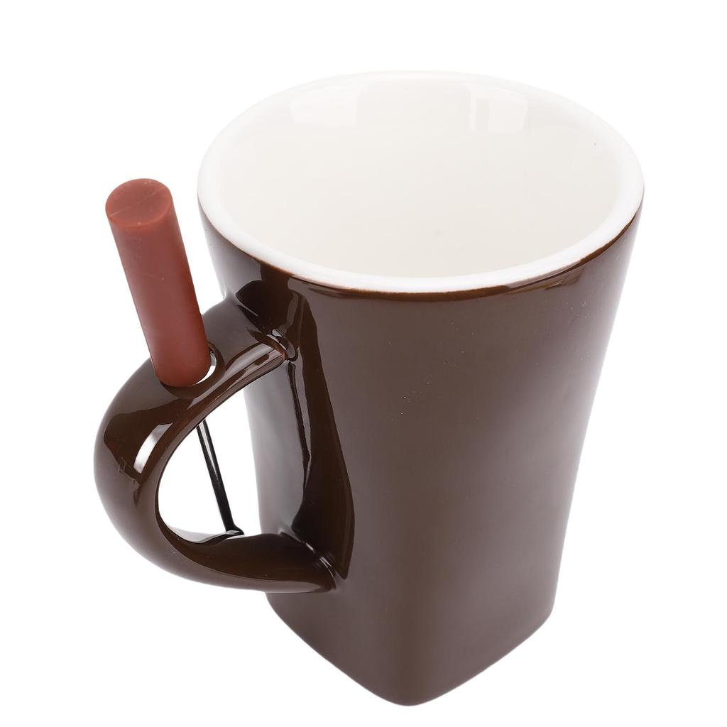 Chocolate Melting Cup Ceramic Chocolate Fondue Mug with Fork for Ice Cream Cheese  