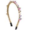 Luxury Woven Gold Thread Colorful Crystal Pearl Thin Headband Baroque Water Drop Gem Hair Hoop Wedding Banquet Hair Jewelry