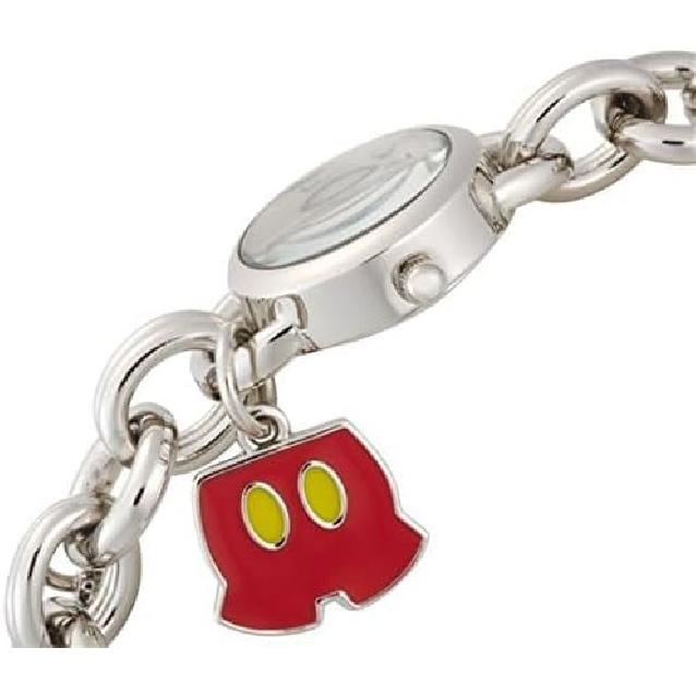 Disney Mickey Mouse Kids Charm Bracelet Watch with Printed Mickey Dial and Playful Character Charms – Silver Finish Chain Links – Fits Wrists