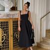 Summer New Women's Clothing Temperament Square Neck Sleeveless Waist Suspender Dress Women