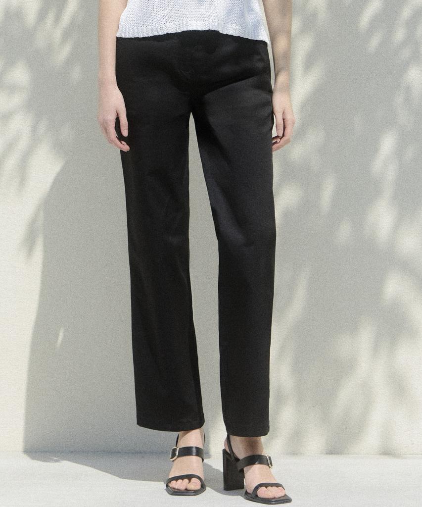 Santamillanopollokeulleob Cotton Chino Pants With Back Elastic Waist Black