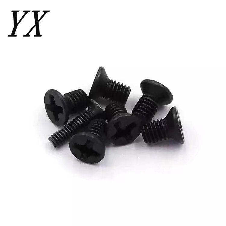 Blackened Countersunk Phillips Head Machine Screws - Miniature Flat Head for Electronics