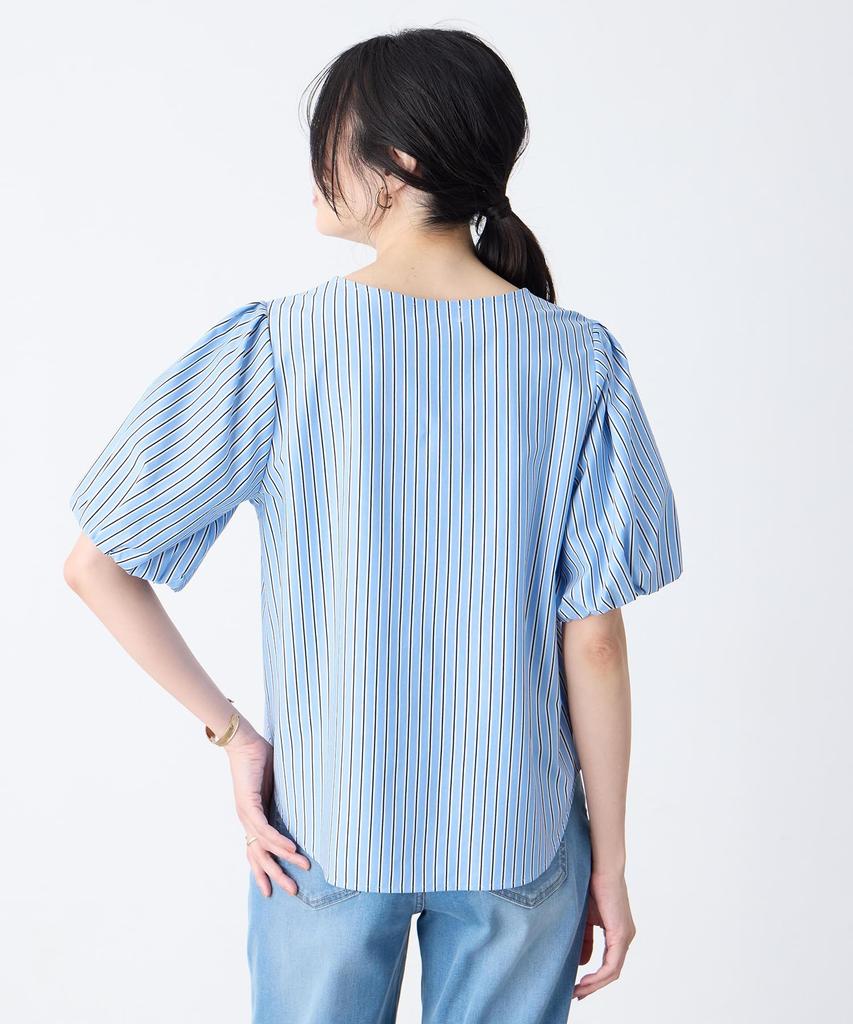 AC by Alpha Cubic Striped Jacquard Blue Blouse, Women's, 353803,
