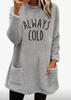 Women's European & American Style Letter Print Round Neck Loose Long Sleeve Plush Hoodie with Pockets