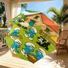 Blue Smurfs Print Automatic Open Close Umbrella, Portable Foldable Umbrella, for Outdoor Commute Camping Trip, Ideal Birthday Gift