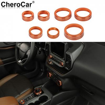 Console AC Radio Switch Knob Cover Trim Ring For Ford Bronco Sport + Orange