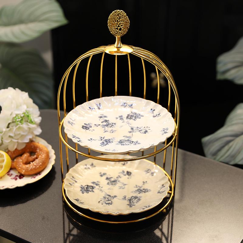 Ceramic Three-Tier Pastry Stand: English-European Style Fruit Bowl, Cake, Candy, and Snack Plate for Afternoon Tea.