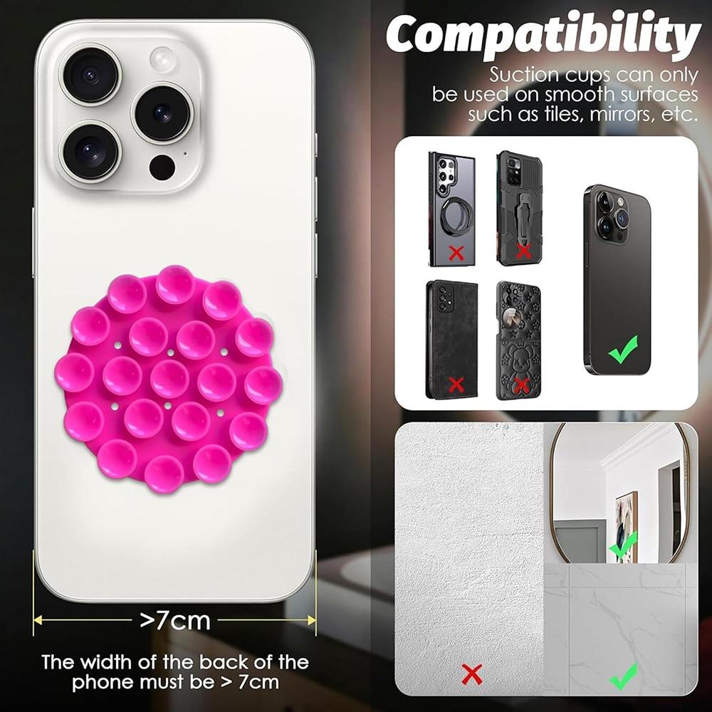 StickyPop Phone Holder Silicone Suction Cup Round Strong Grip Selfie Smooth Surfaces Yellow
