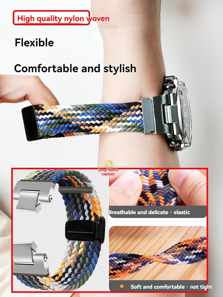 For Casio G-SHOCK series fourth generation5657 GST-B400 modified nylon woven canvas watch strap accessories magnetic watch chain