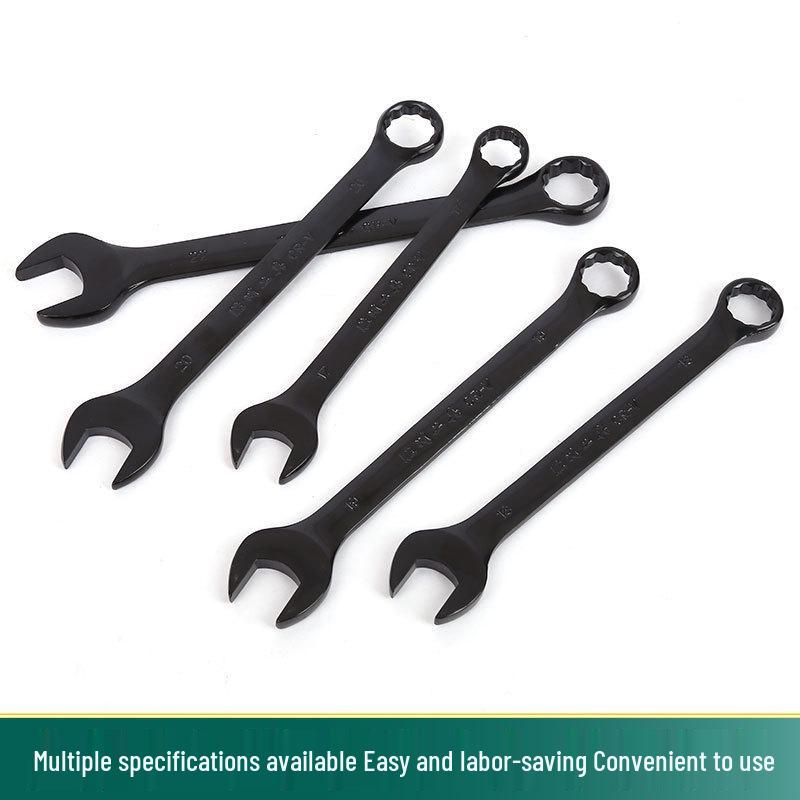 Black Dual-Head Open-End Box-End Wrench Set for Auto Repair and Maintenance