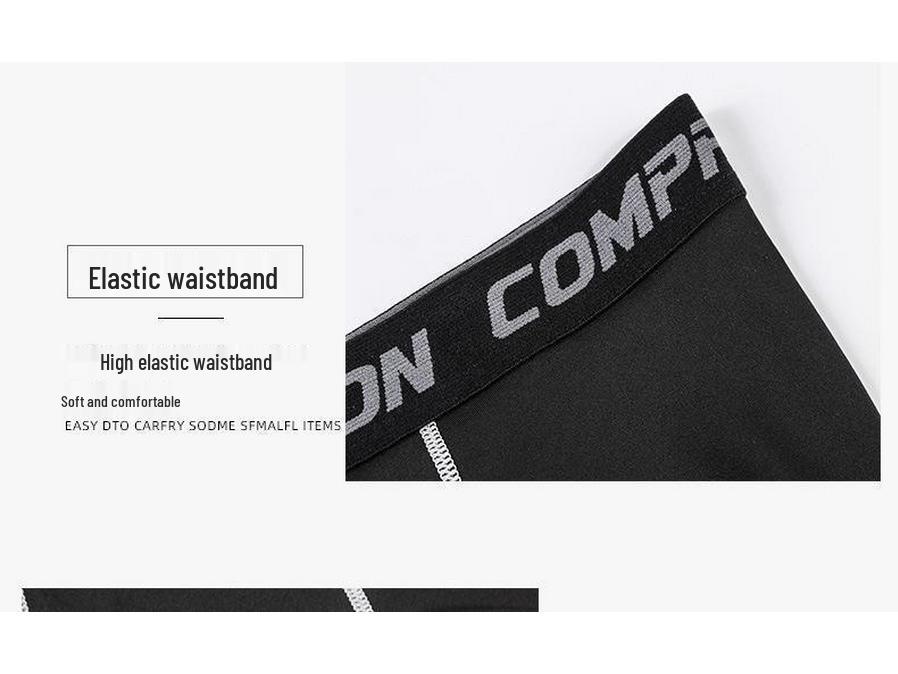 Men's Sports Compression Tights: Quick-Dry, High-Elastic 7/8 Leggings for Running, Basketball, and Cycling.