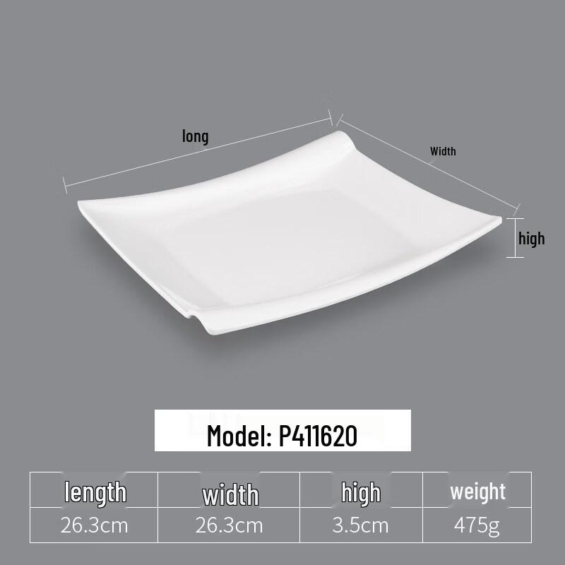 Yipan White Melamine Square Plates (5-Pack)