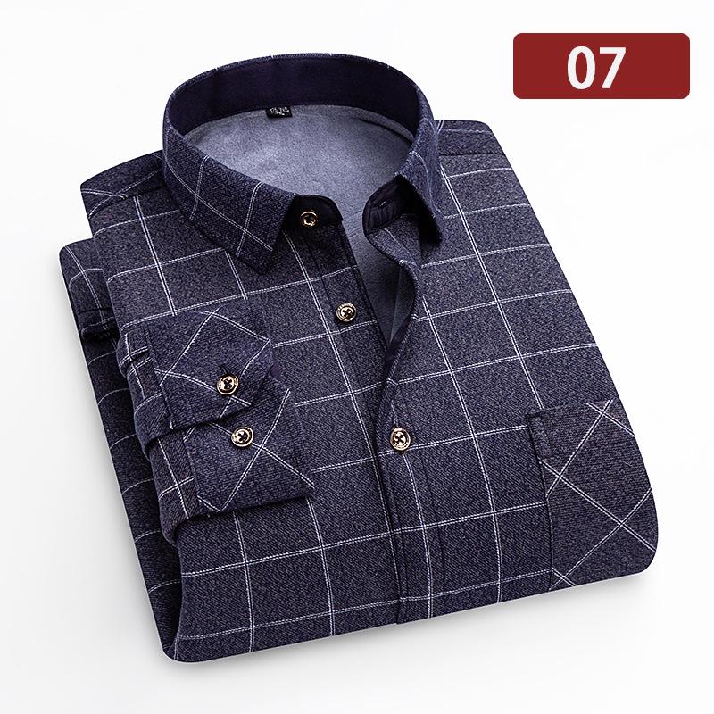 Camicia a quadri con pile double-face a maniche lunghe da uomo per autunno e inverno